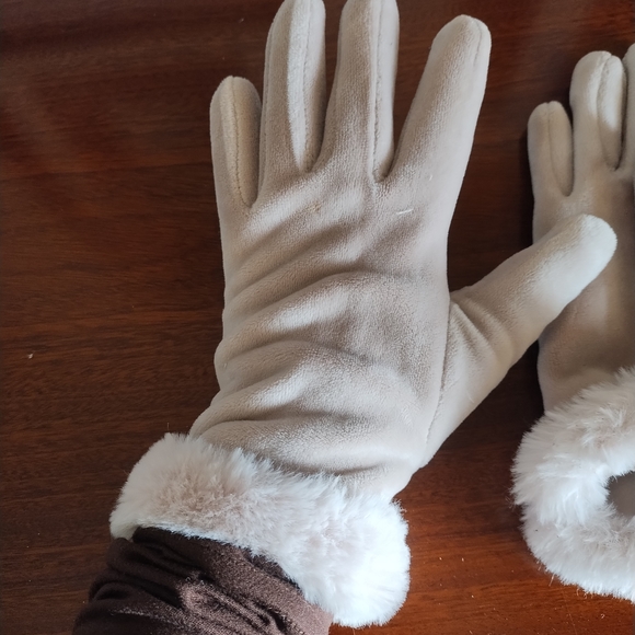 Chic Cream Fur-Trimmed Women's Gloves - Picture 5 of 11